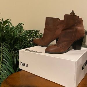 Bar III Jillian Brown Leather Ankle Boots Booties